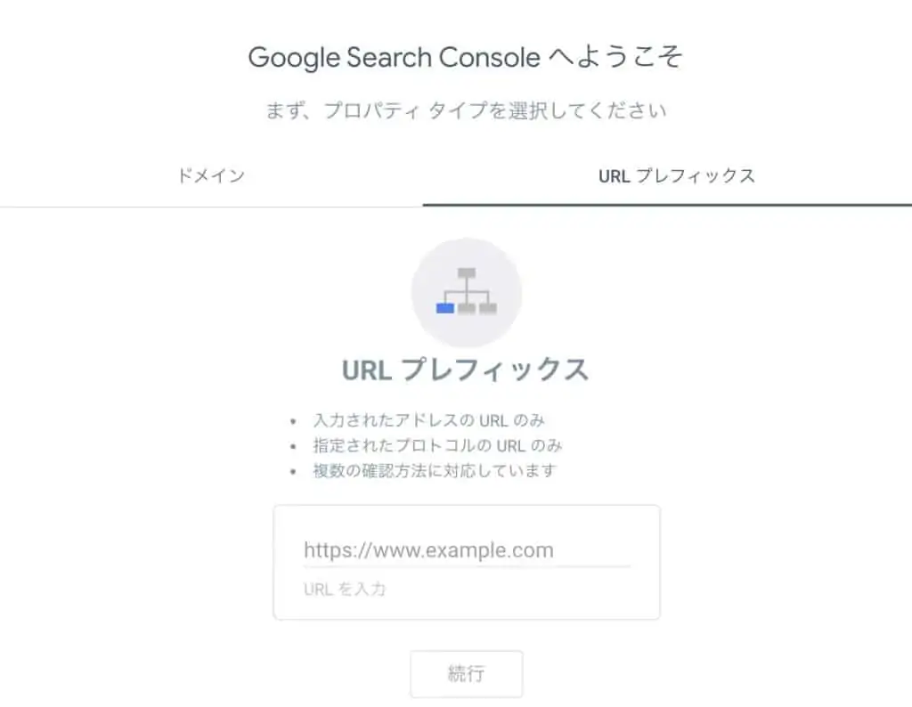 Googleサーチコンソールのプロパティタイプを選択