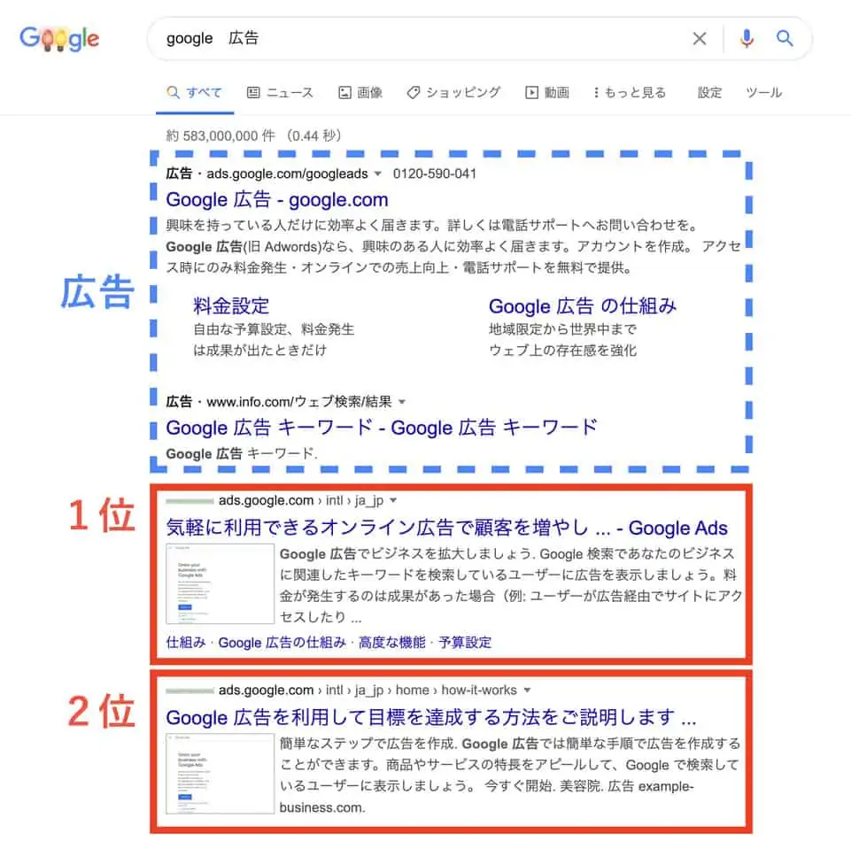 Google検索結果画面の自然検索